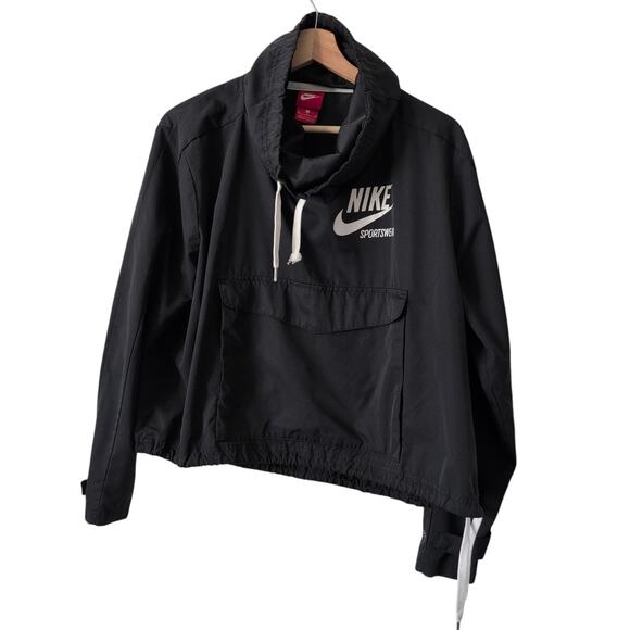 Nike Pullover Archive Jacket Womens Top Medium Black Hoodie Swoosh Gym - Picture 5 of 10